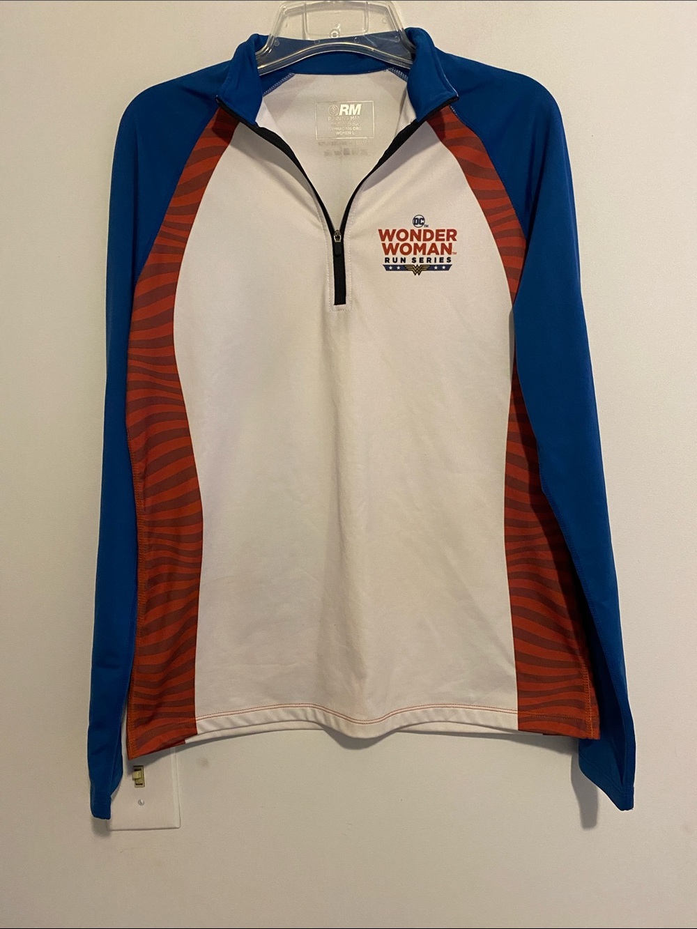 Wonder Woman Run Series Women's Long Sleeve Performance Top - White/Blue/Red